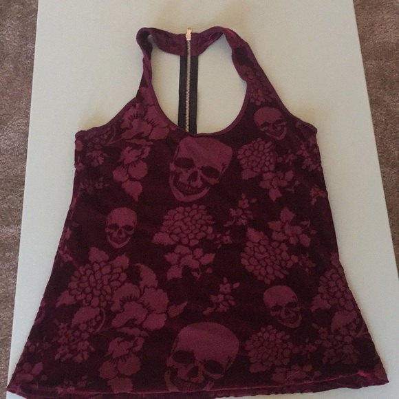 Vintage Tops - floral skull tank top